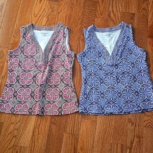 Croft & Barrow Pink and Purple Patterned Sleeveless Blouses Size SP